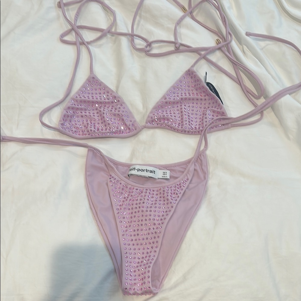 Self portrait Pink Rhinestone Bikini Set (never worn)